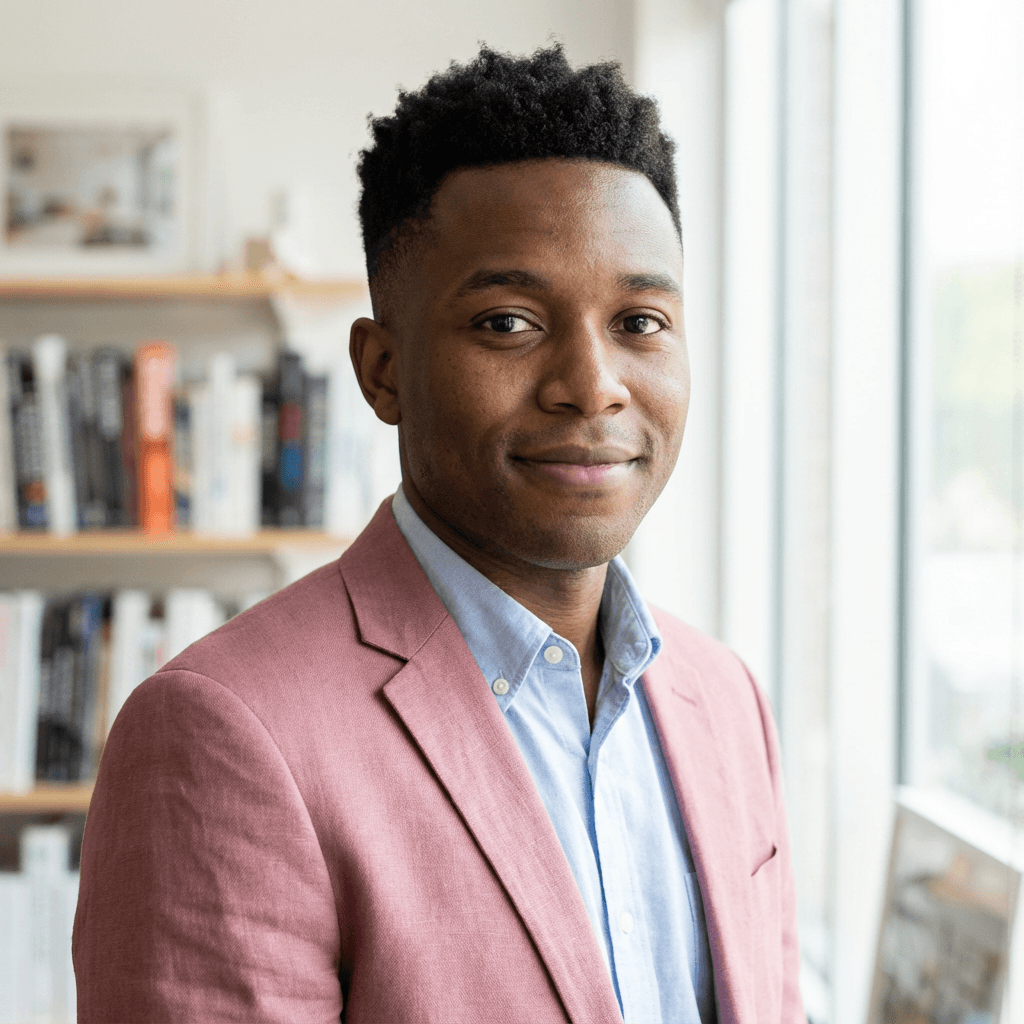 Daniel Okafor, business founder, in a contemporary workspace