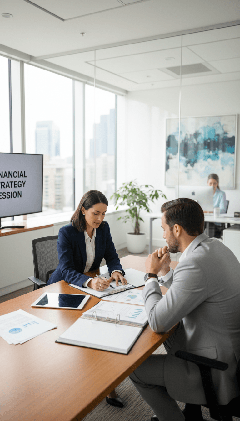 Accountant reviewing financial statements with a client