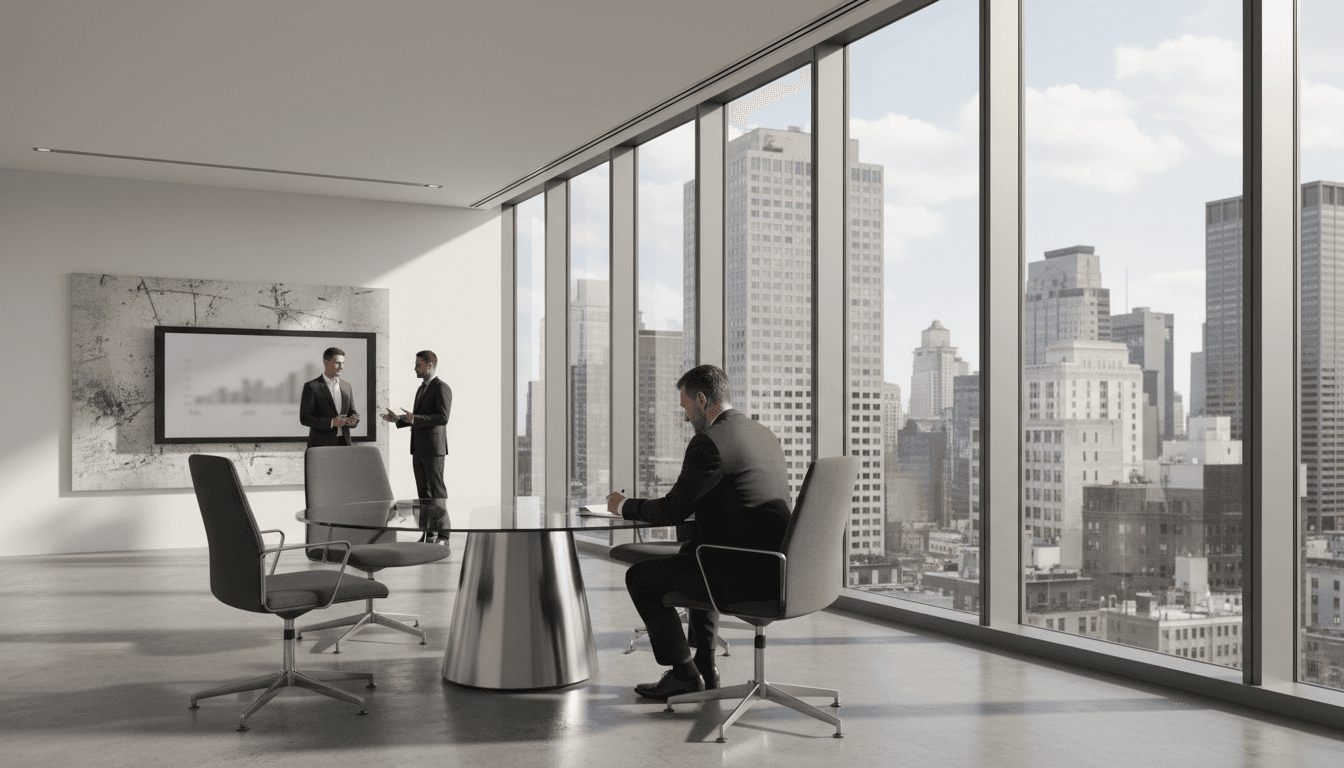 Boardroom prepared for strategic planning